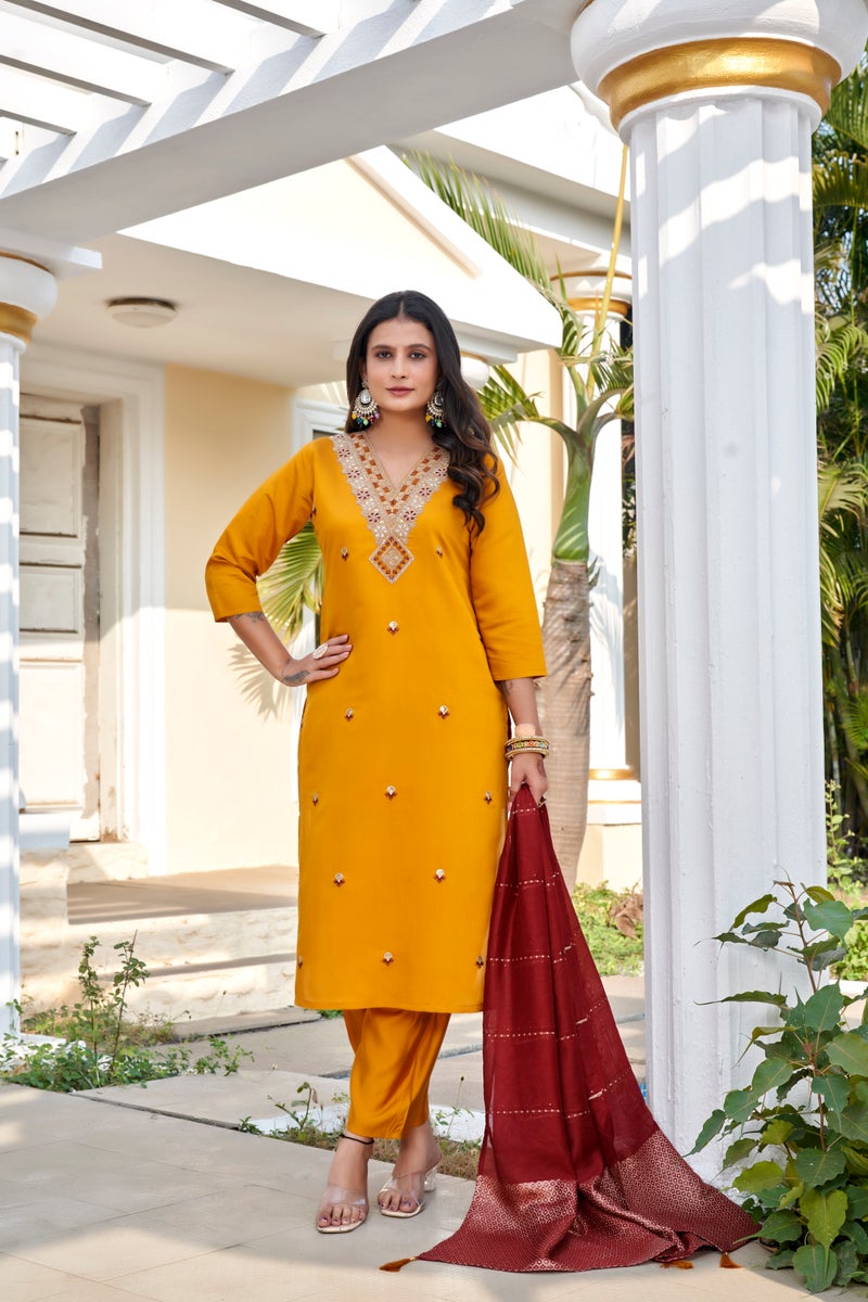 VISHVA CREATION Premium Yellow Suit Set for Women - Image 3